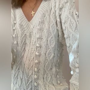 Carol Little for St.Tropez West Vintage Cream Cotton Ramie 1980s Sweater